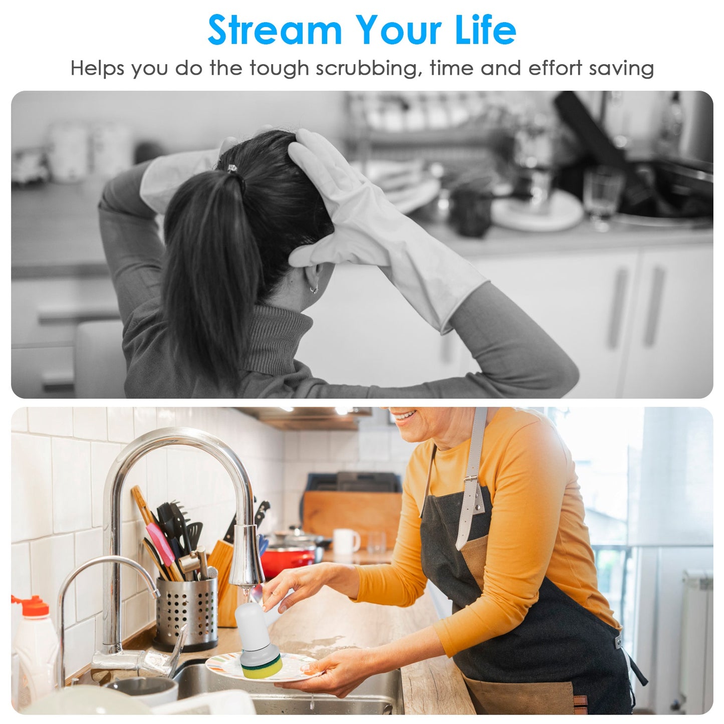 Cordless Electric Spin Scrubber Rechargeable Multi-Head Cleaning Brush