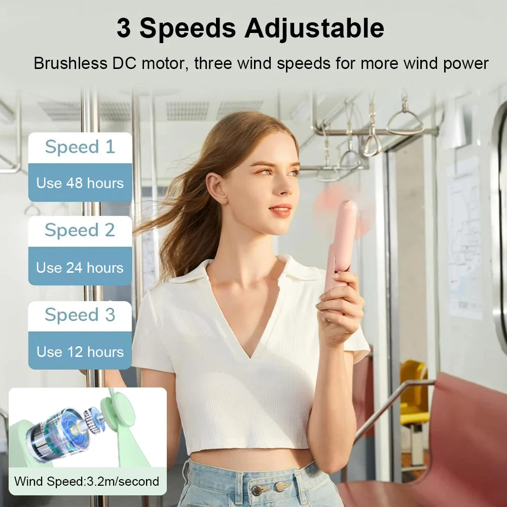 Mini Portable Fan with 2000mAh Power Bank – Foldable Handheld & Desk Fan
