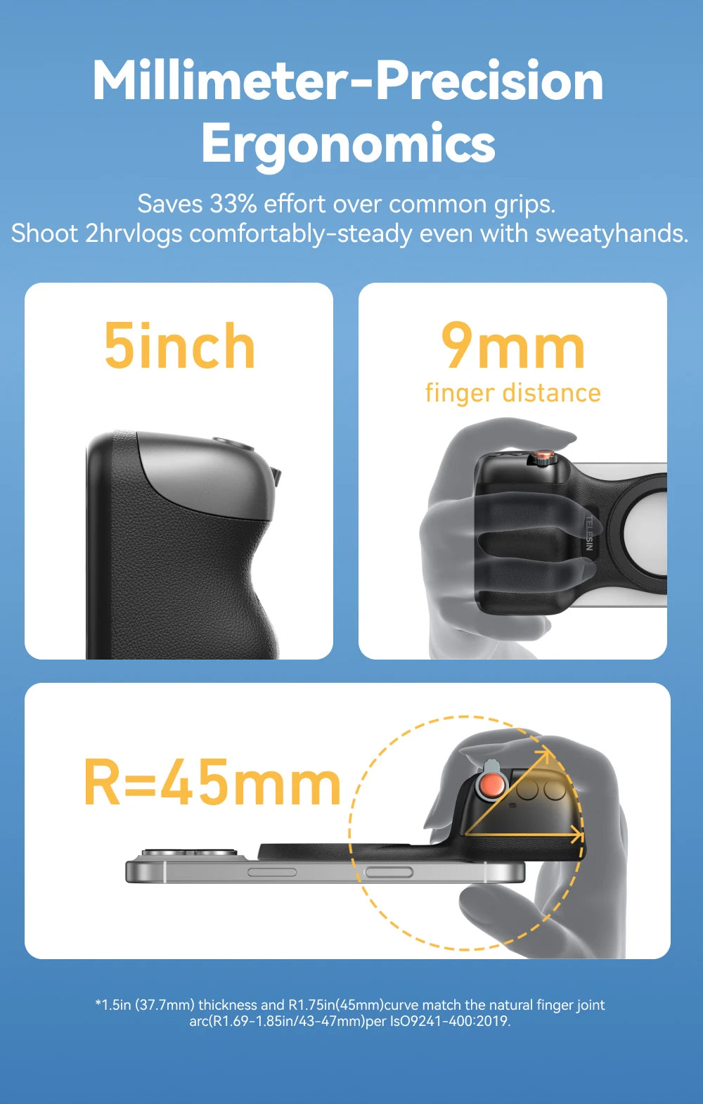 TELESIN Magnetic Grip 2 – Bluetooth Phone Camera Grip with Remote