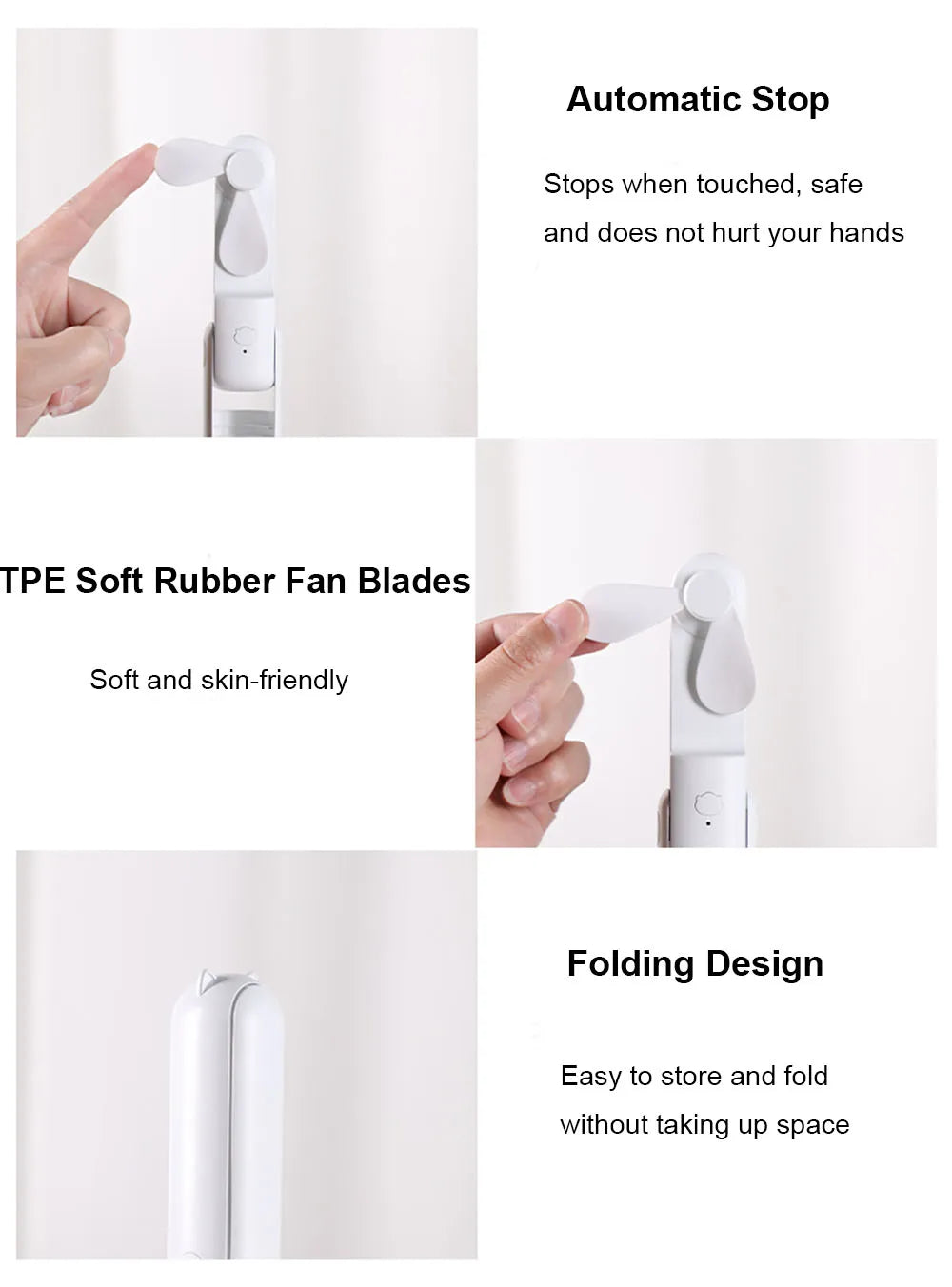 Mini Portable Fan with 2000mAh Power Bank – Foldable Handheld & Desk Fan