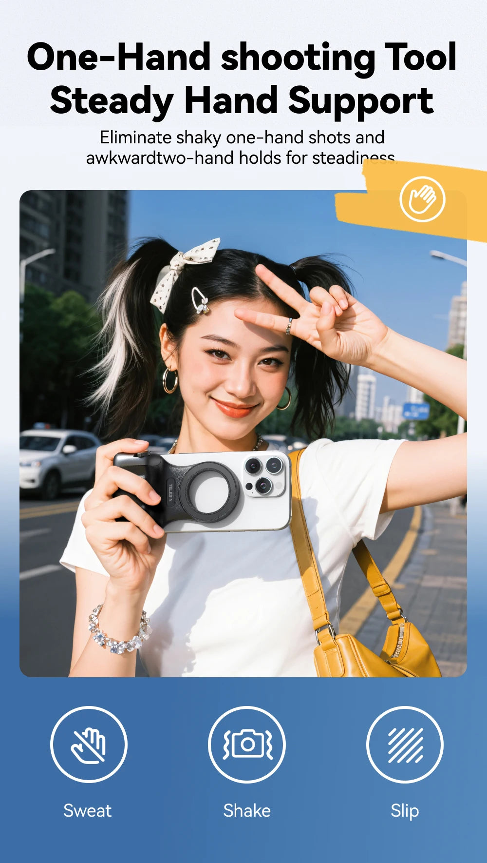 TELESIN Magnetic Grip 2 – Bluetooth Phone Camera Grip with Remote