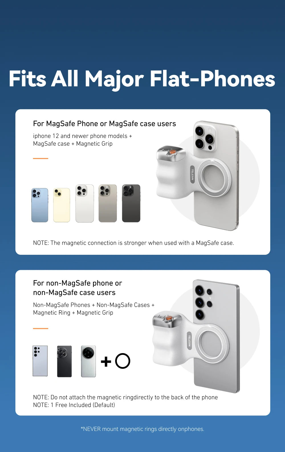 TELESIN Magnetic Grip 2 – Bluetooth Phone Camera Grip with Remote