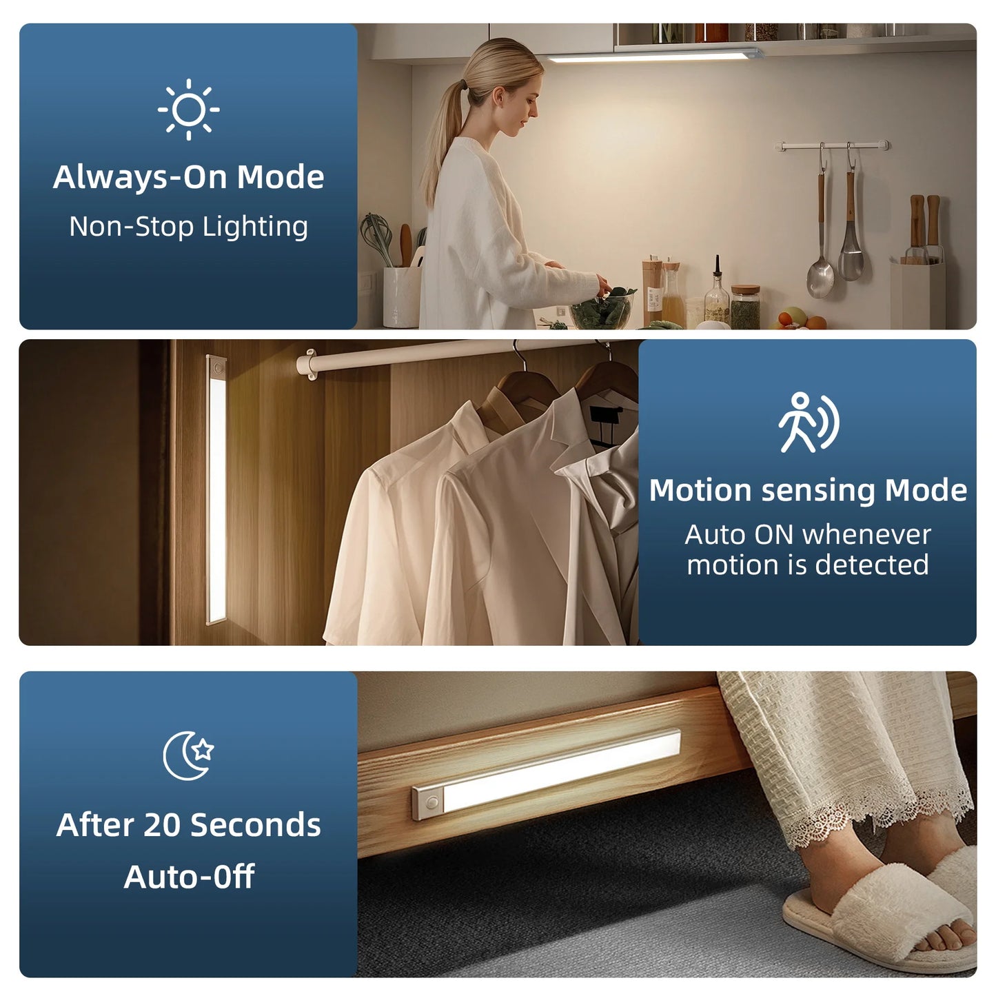 Wireless LED Under Cabinet Light – Motion Sensor, 3 Color Temps, Ultra Slim