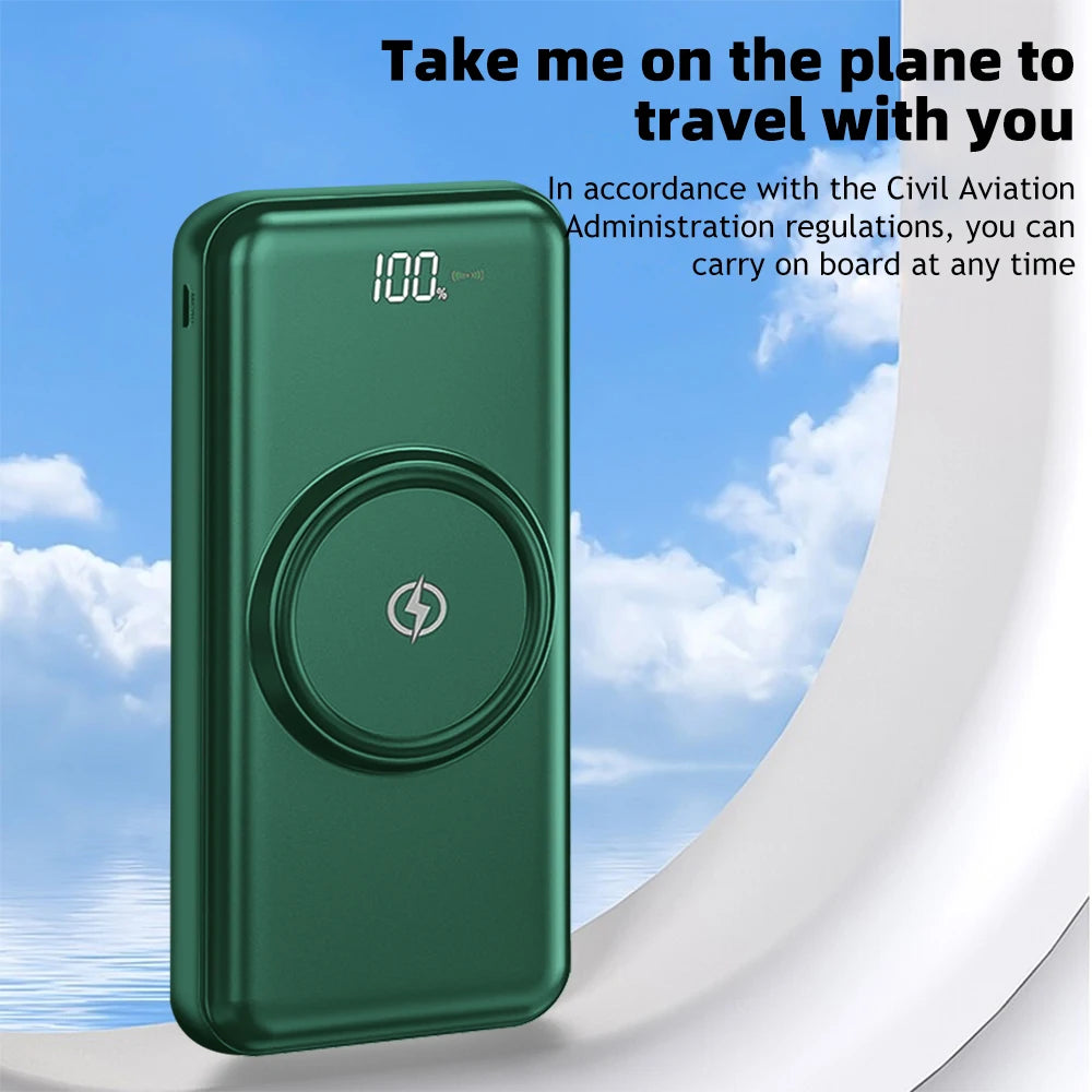 Wireless Power Bank – 4 Built-in Cables & 15W Fast Charging