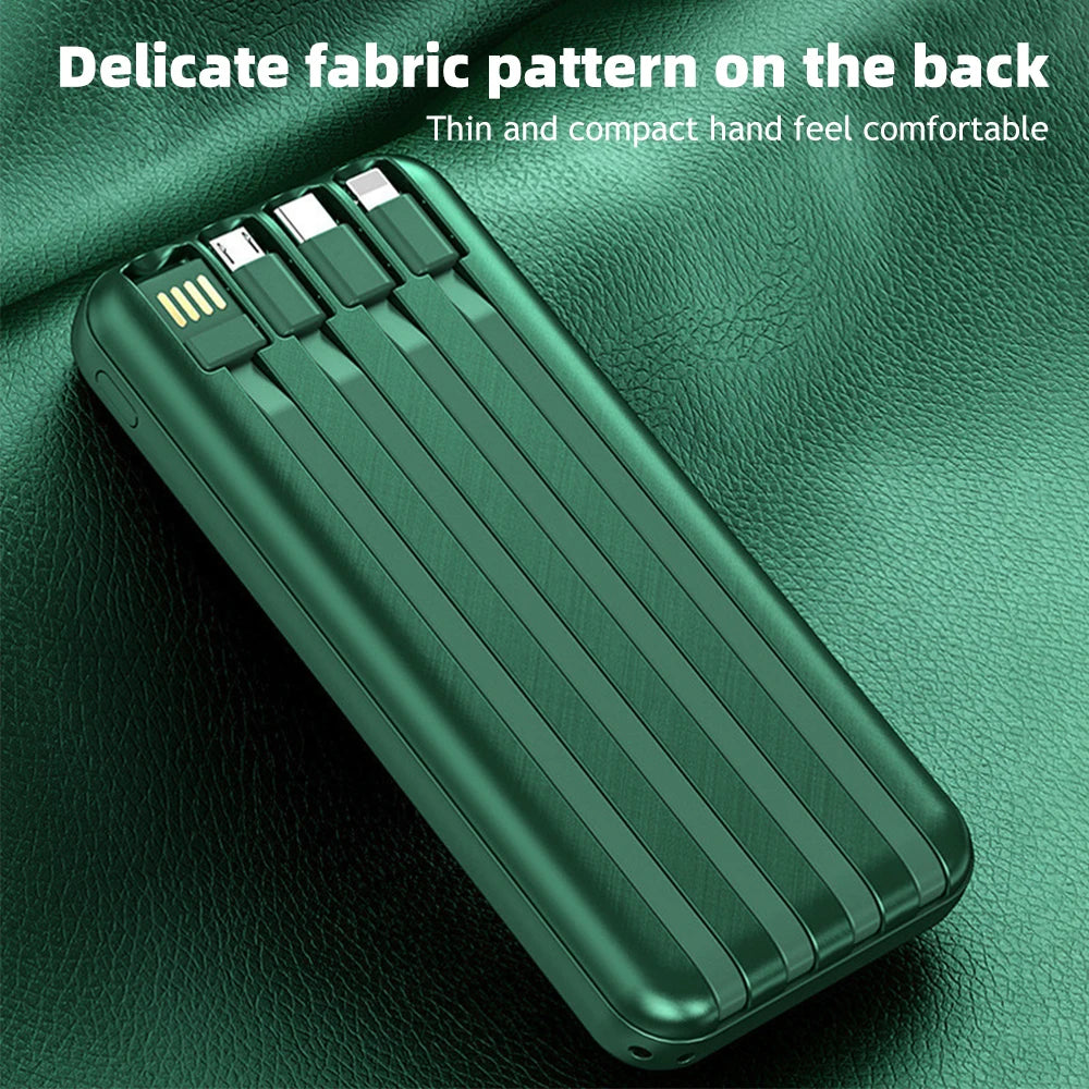Wireless Power Bank – 4 Built-in Cables & 15W Fast Charging