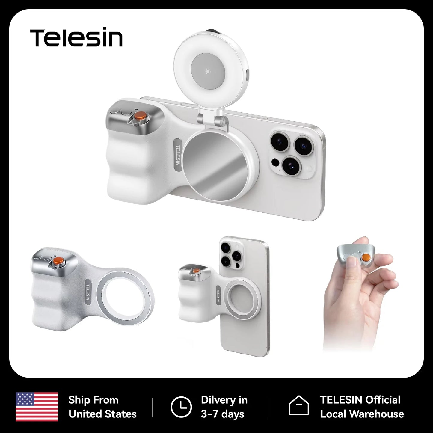 TELESIN Magnetic Grip 2 – Bluetooth Phone Camera Grip with Remote