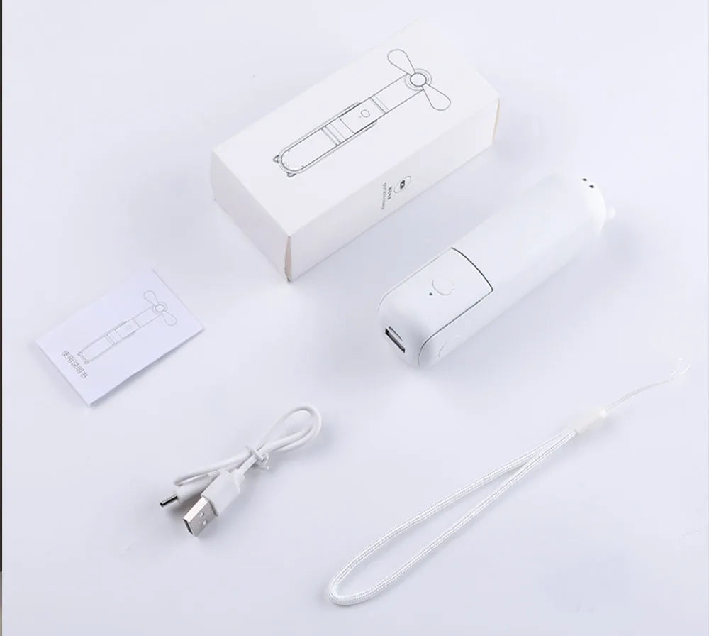 Mini Portable Fan with 2000mAh Power Bank – Foldable Handheld & Desk Fan