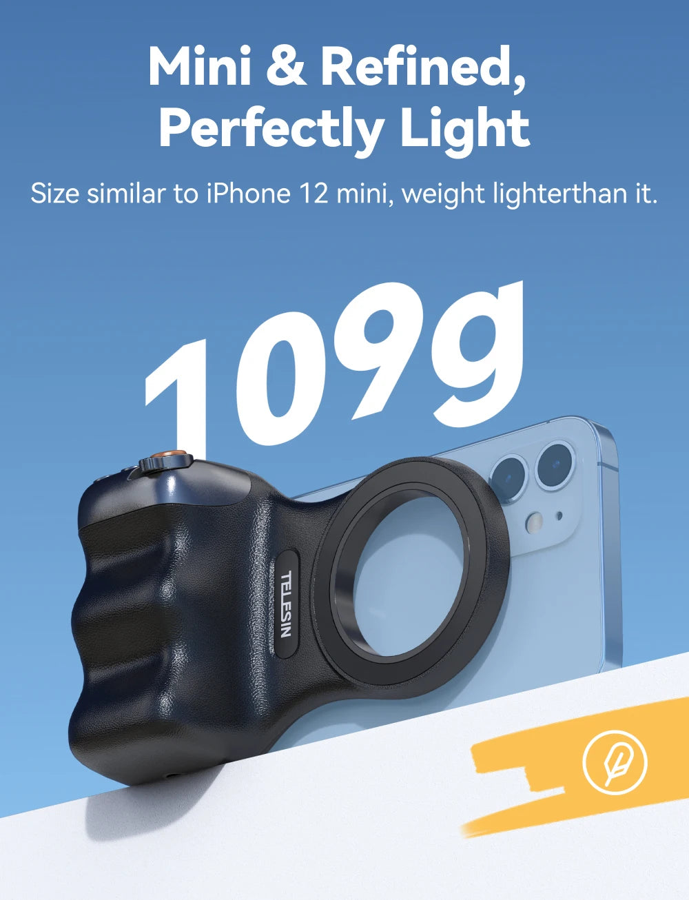 TELESIN Magnetic Grip 2 – Bluetooth Phone Camera Grip with Remote