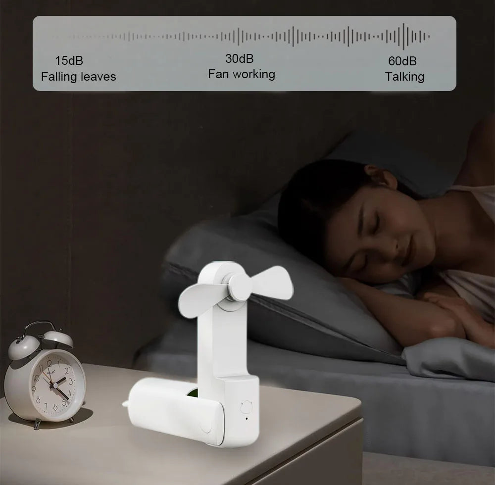 Mini Portable Fan with 2000mAh Power Bank – Foldable Handheld & Desk Fan