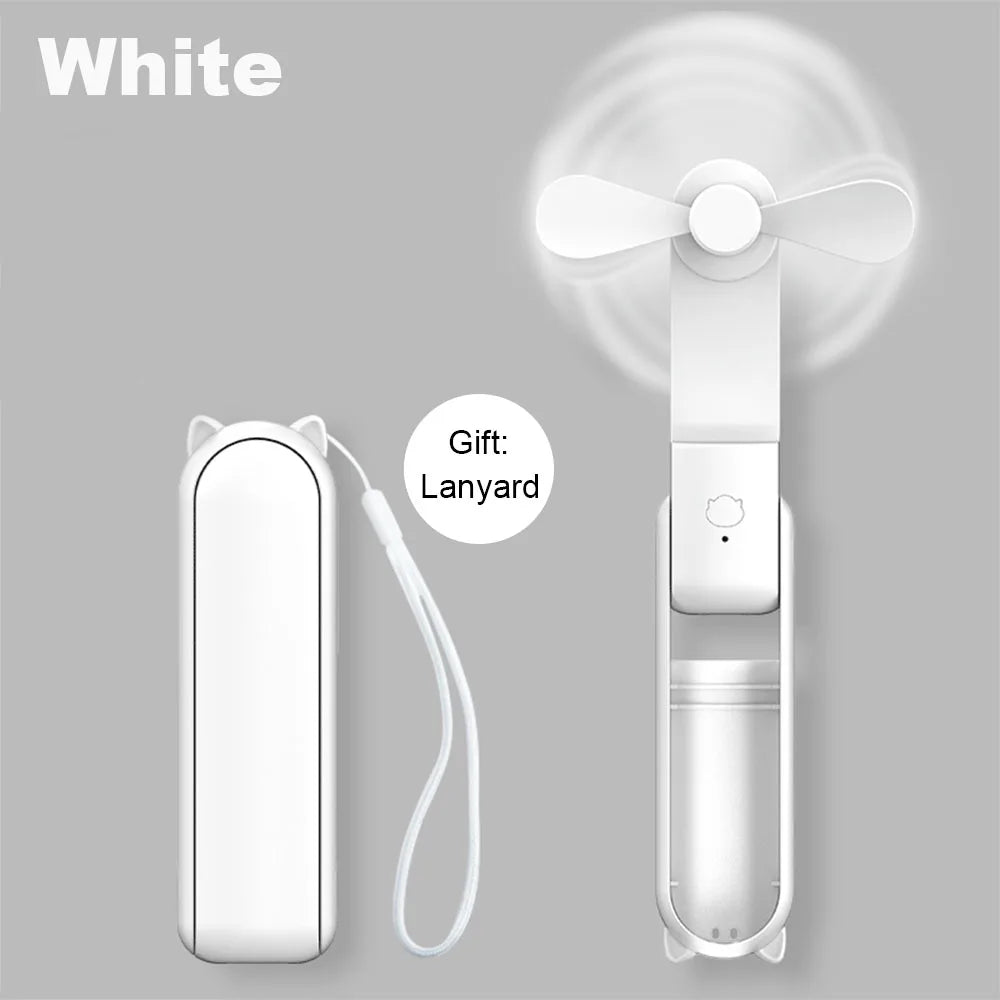 Mini Portable Fan with 2000mAh Power Bank – Foldable Handheld & Desk Fan